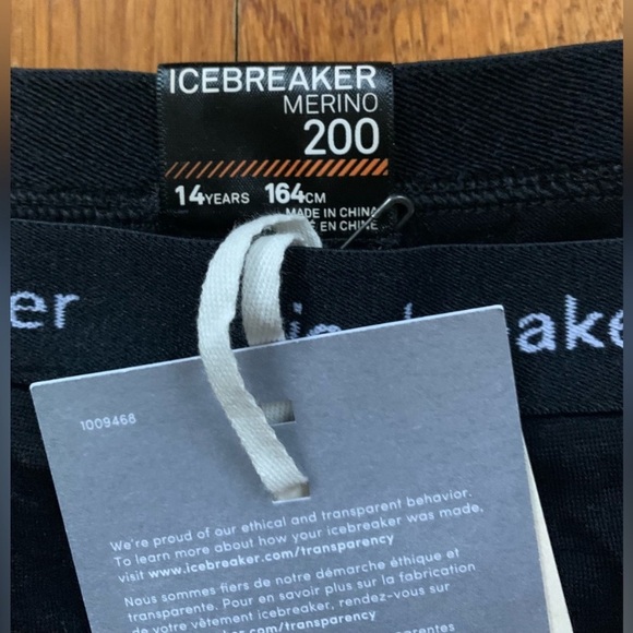 Icebreaker Kids' 100% Merino 200 Oasis Thermal Leggings Black - Picture 5 of 8